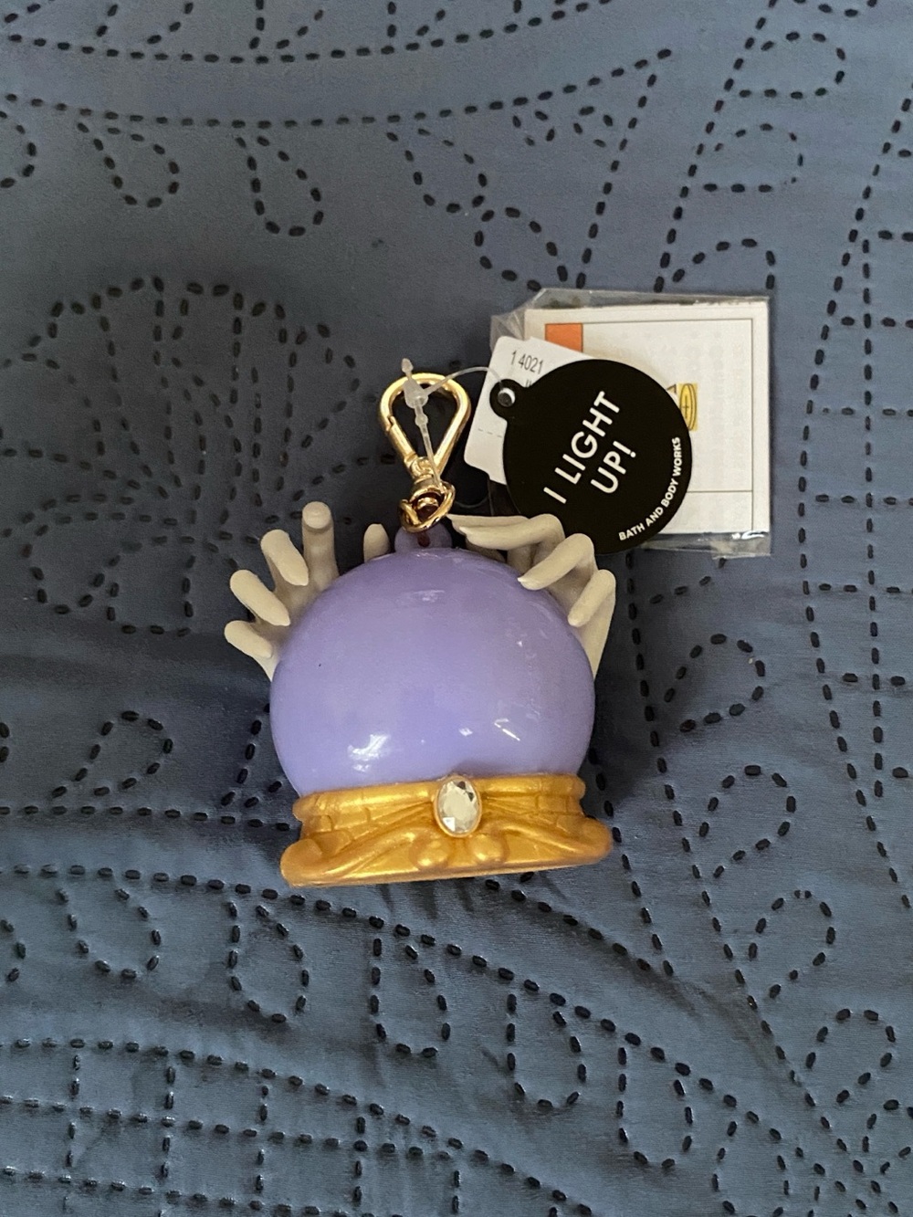Bath & Body Works Purple and Gold Light-Up Crystal Ball Keychain Charm